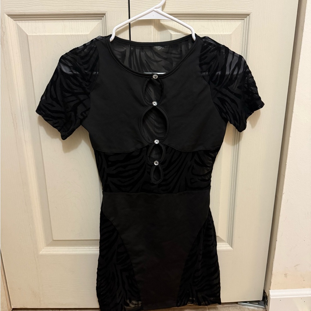 Chic Black Dress with Zebra Pattern
